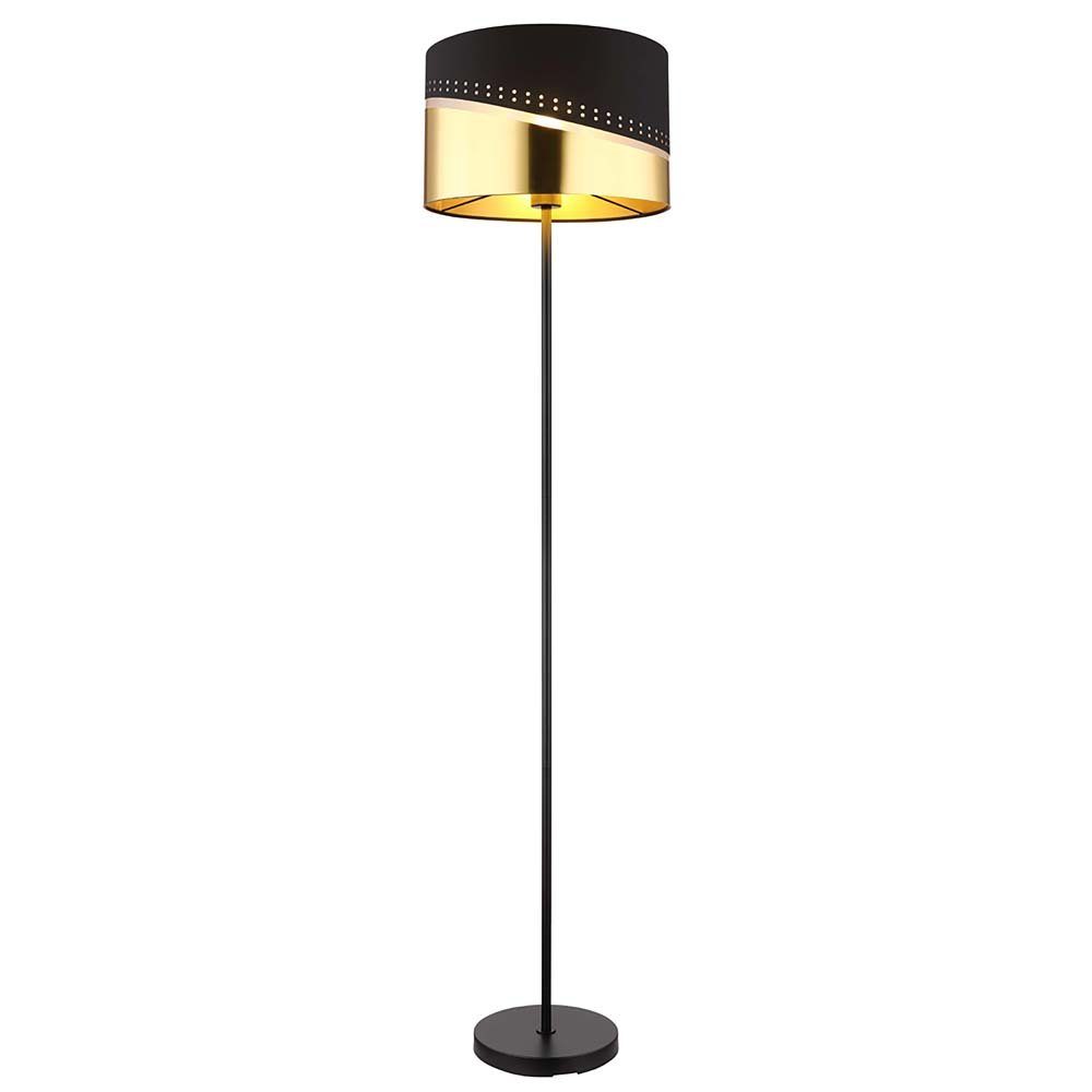 Globo Stehlampe, Stehleuchte Standlampe Wohnzimmerlampe Schwarz Gold H 146cm