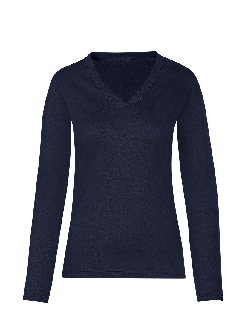 Trigema T-Shirt TRIGEMA Langarmshirt mit V-Ausschnitt (1-tlg) – Bild 2 von 3