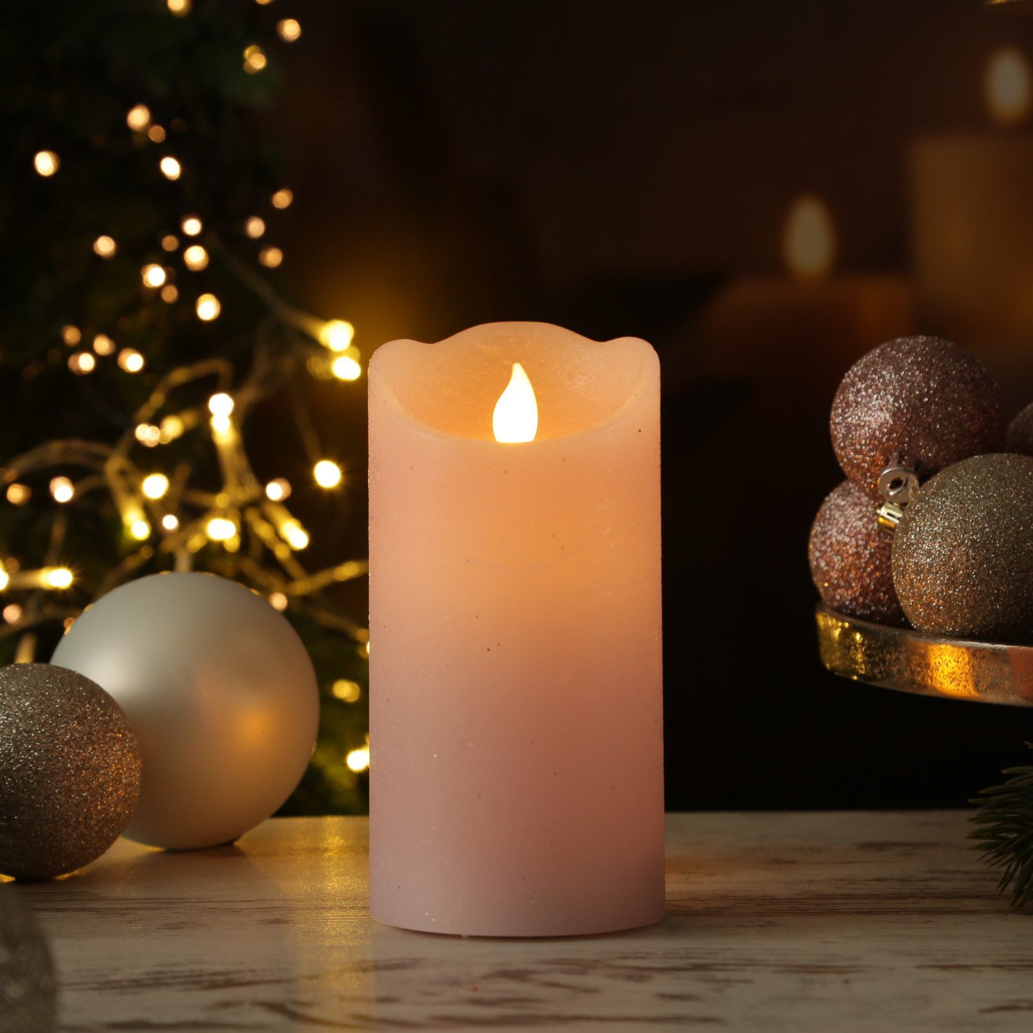 MARELIDA LED-Kerze mit beweglicher Flamme Echtwachs Rustik-Optik H: 15cm Ti günstig online kaufen