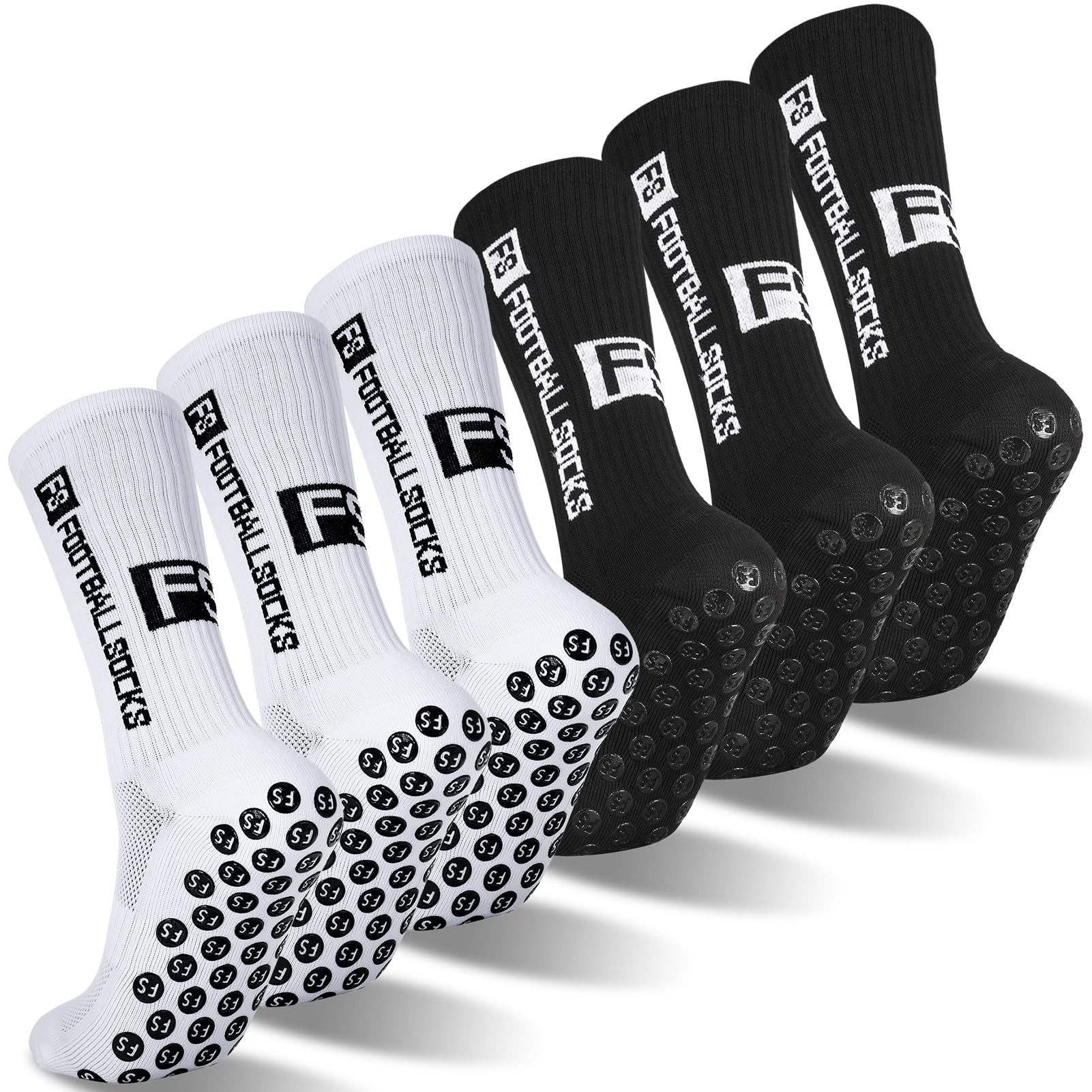 MOPUEA Sportsocken Sportsocken Rutschfeste Grip Fußballsocken 6 Paar 39-46 Basket Laufe (6 Paar Anti Rutsch Sportsocken Fußballsocken Set, Sport Socken Grip Fußball Laufen Basketball Training) Anti Rutsch atmungsaktiv elastisch rutschfest bequem