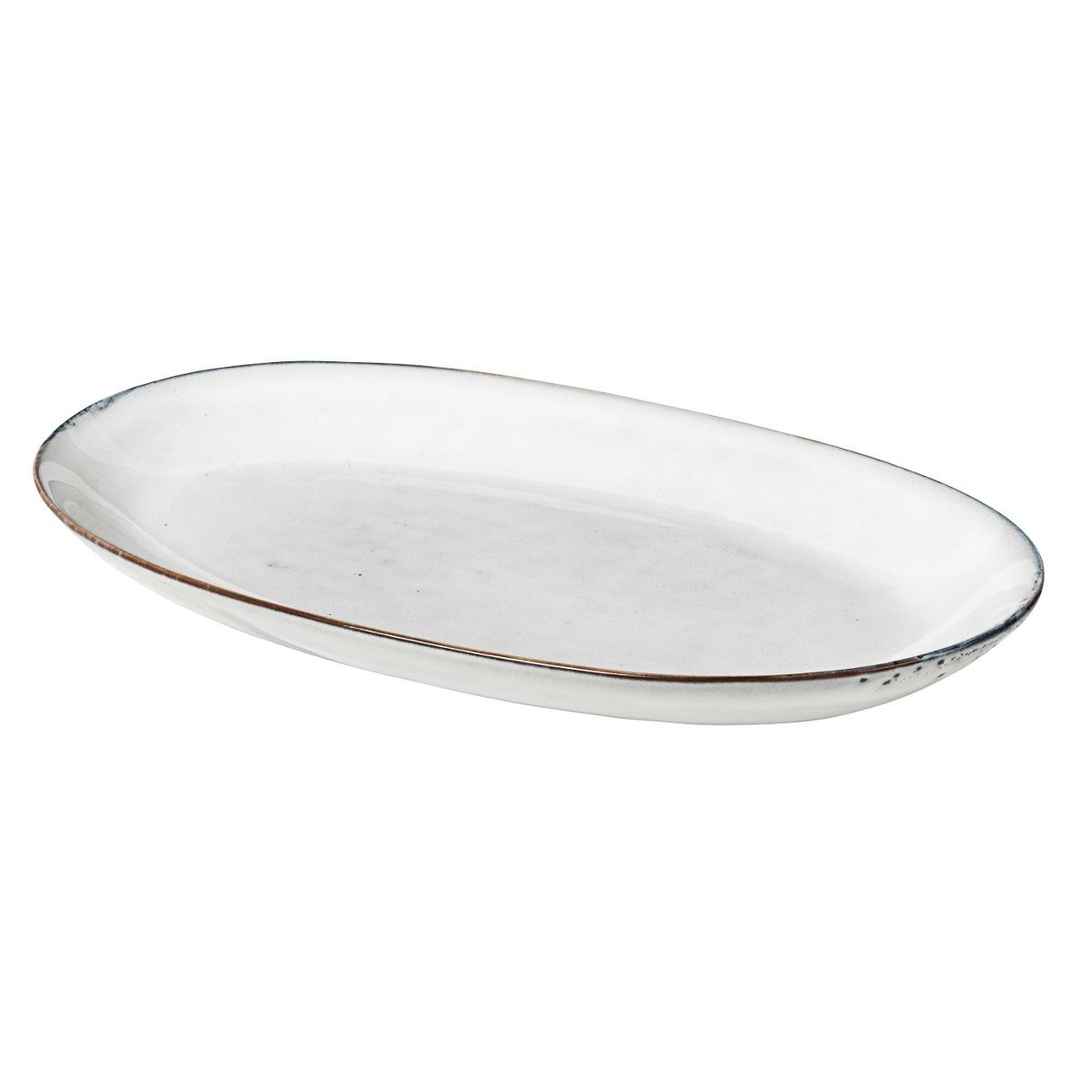 Broste Copenhagen Servierplatte NORDIC SAND Platte oval L 17 x 30 cm, Steingut, (Platten)