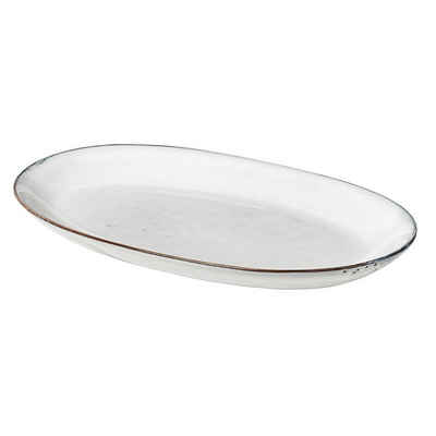 Broste Copenhagen Servierplatte NORDIC SAND Platte oval L 17 x 30 cm, Steingut, (Platte)