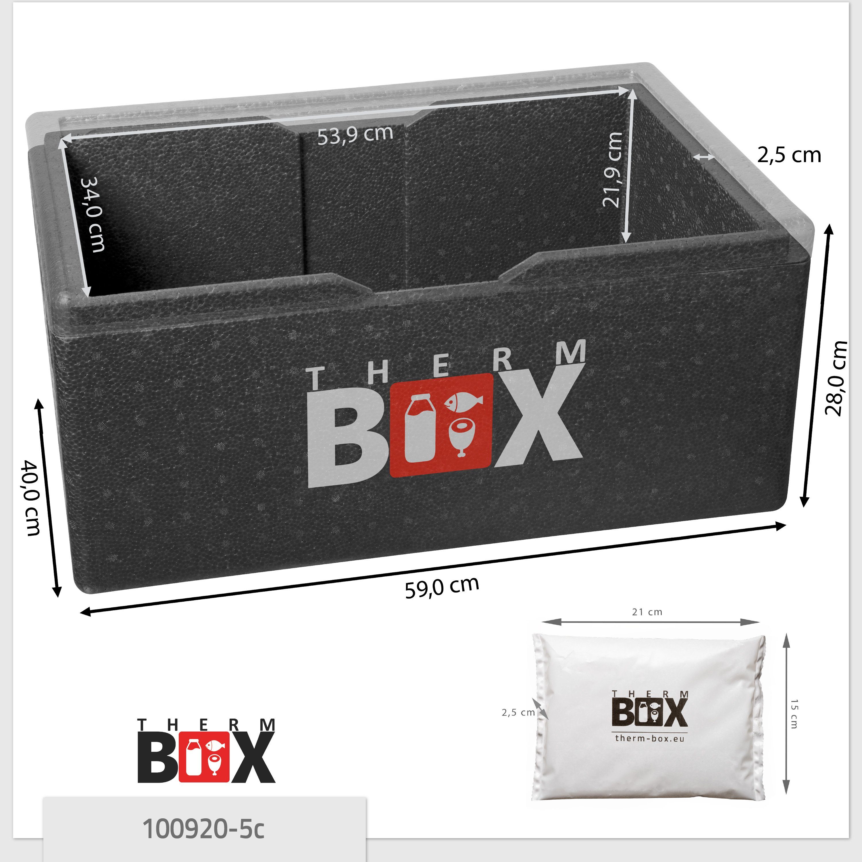 (0-tlg., Profibox Thermobehälter GN Gastro Thermbox für 54x34x22cm mit Kühlkissen), THERM-BOX Styropor-Piocelan, Transportbox 40L Kühlakku Innen: Kühlkissen, Kühlbox mit 5