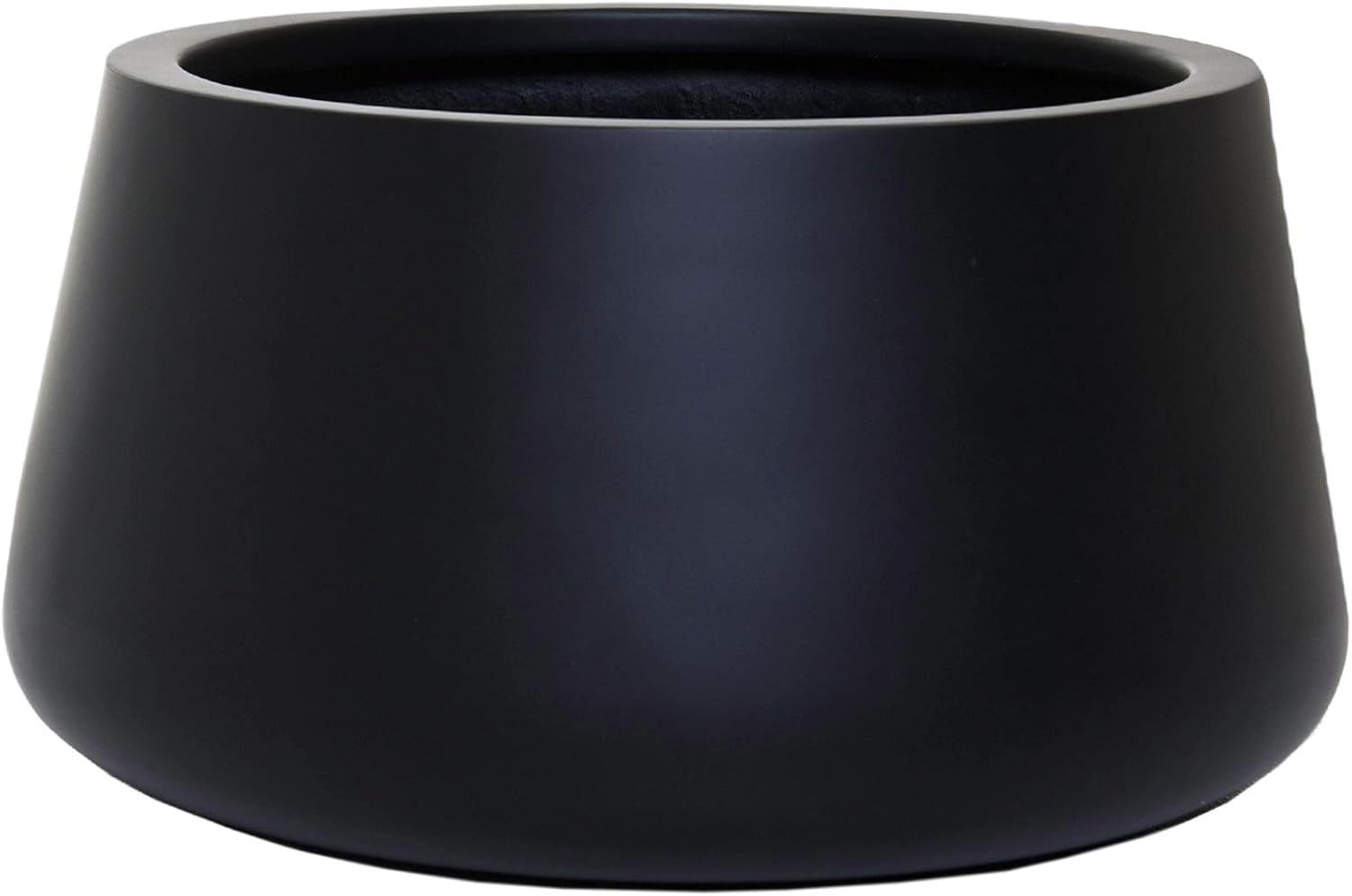 VIVANNO Blumentopf Fiberglas GORDO Rund - Schwarz Matt (1 St), 38x21 cm