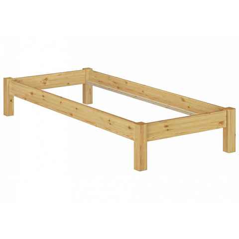 ERST-HOLZ Bett Futon-Bettgestell 90x200 Kiefer Massivholz, Kieferfarblos lackiert