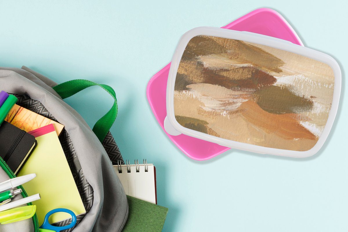 rosa (2-tlg), Abstrakt, Snackbox, Lunchbox Erwachsene, Farbe MuchoWow Kunststoff, Mädchen, - Kunststoff für Brotbox - Kinder, Herbst Brotdose