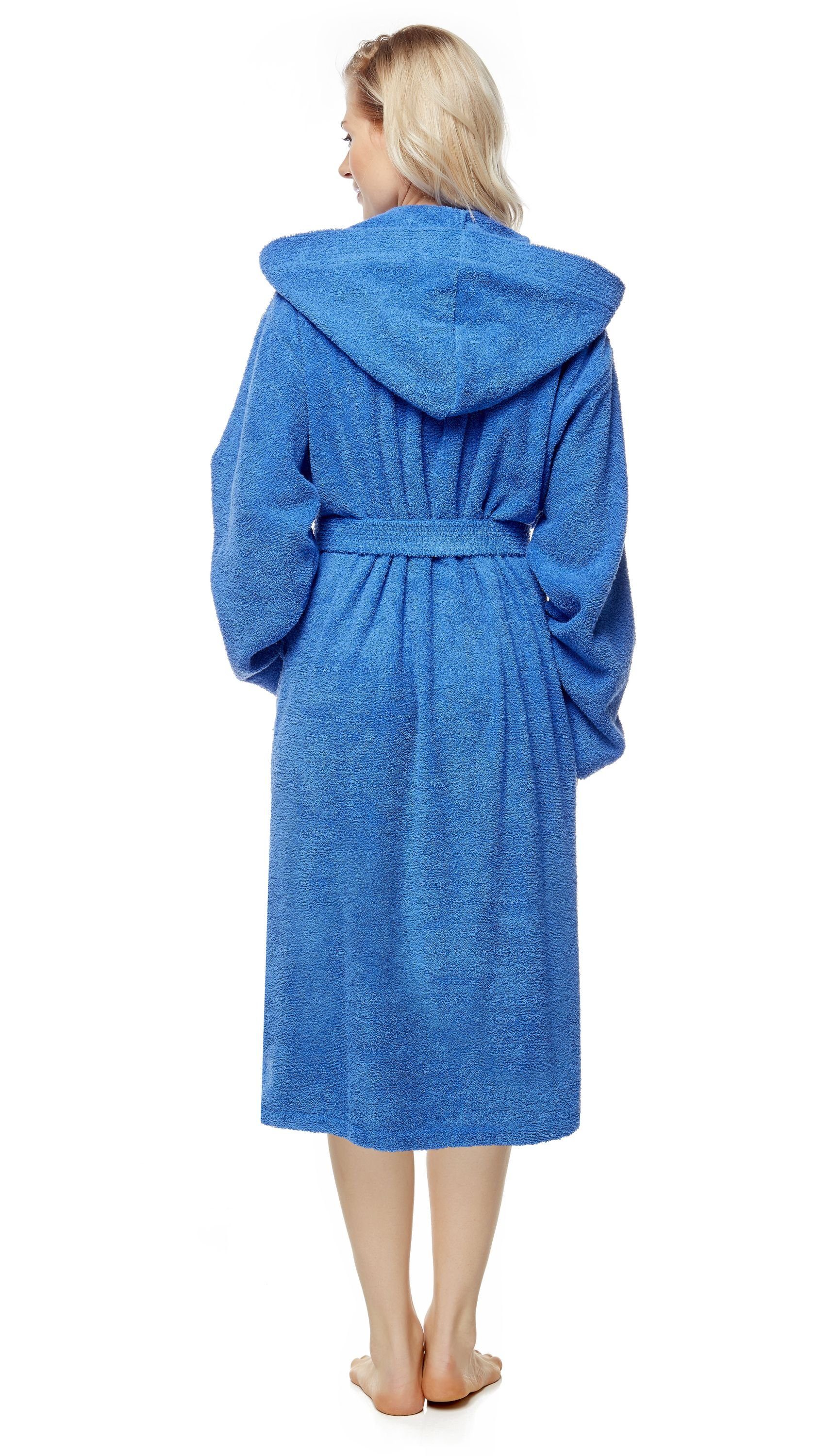 Arus Damenbademantel Pandora, waden lang, mit Kapuze, 100% Baumwolle, für S günstig online kaufen