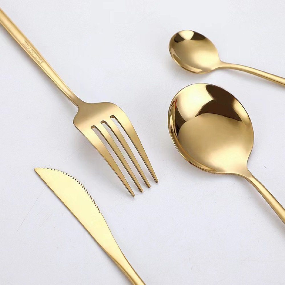 KingLux Besteck-Set 60 teilig Edelstahl Essbesteck Set mit Messer Gabel Löffel (60-tlg), 12 Personen, Edelstahl