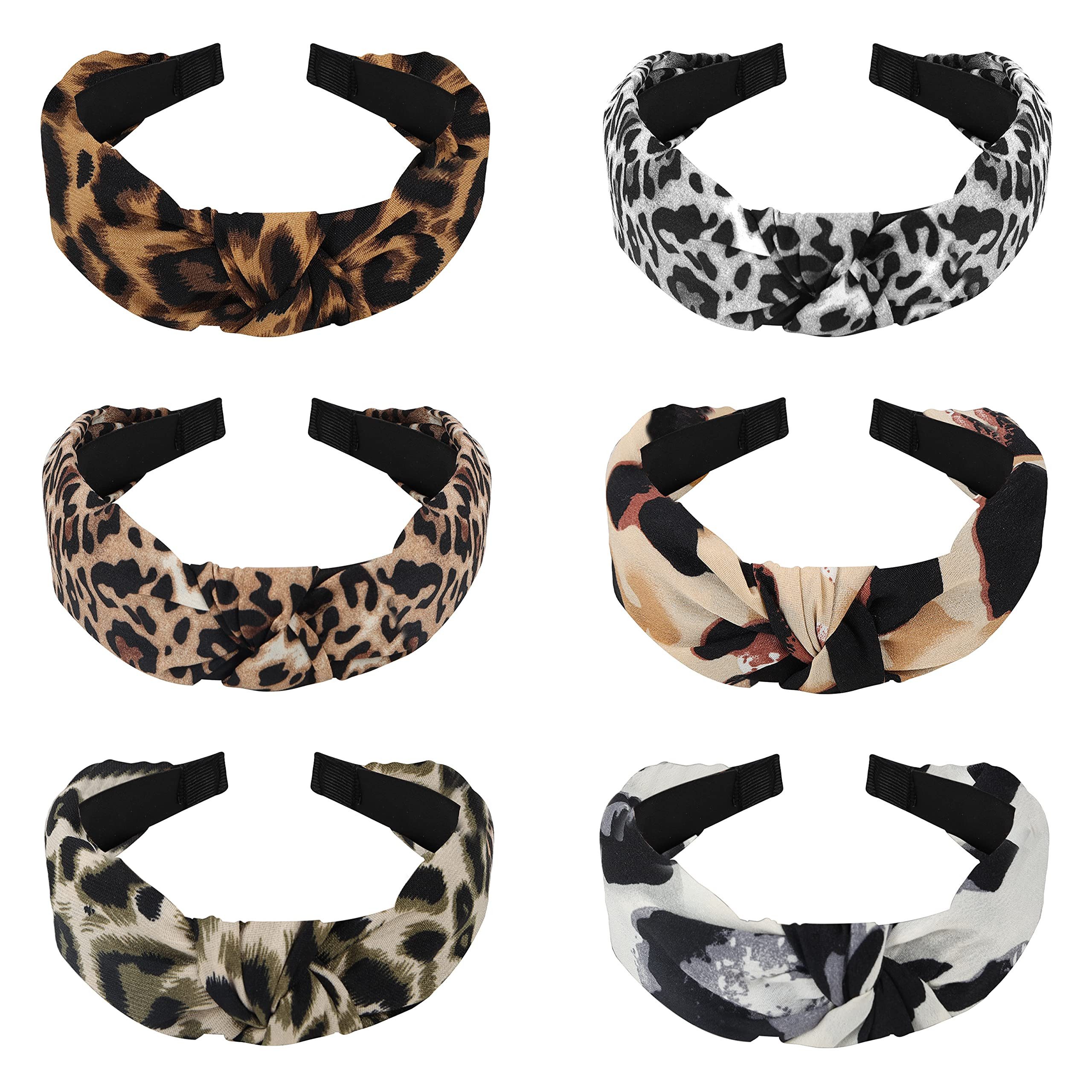 Belle Vous Haargummi 6er Pack Leopardenmuster Лента для волос - Breites Oberteil - 6 Designs, 6-tlg.