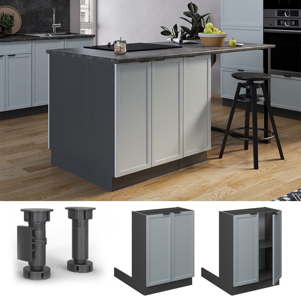 Vicco Unterschrank Fame-Line, Hellblau-grau/Anthrazit, 60 cm günstig online kaufen