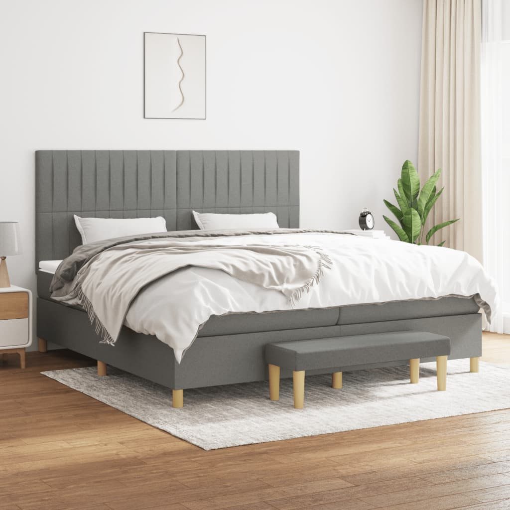 Boxspringbett 200 x 200 cm Boxspringbett mit Matratze Dunkelgrau 200x200 cm Stoff Be