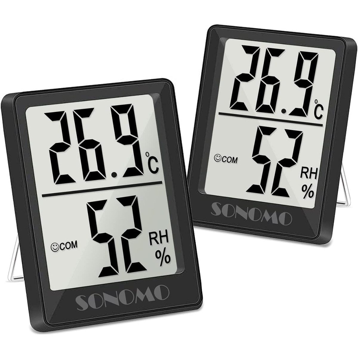 Sonomo Raumthermometer Thermometer Hygrometer 2er-Set für Innenräume, 2-tlg.