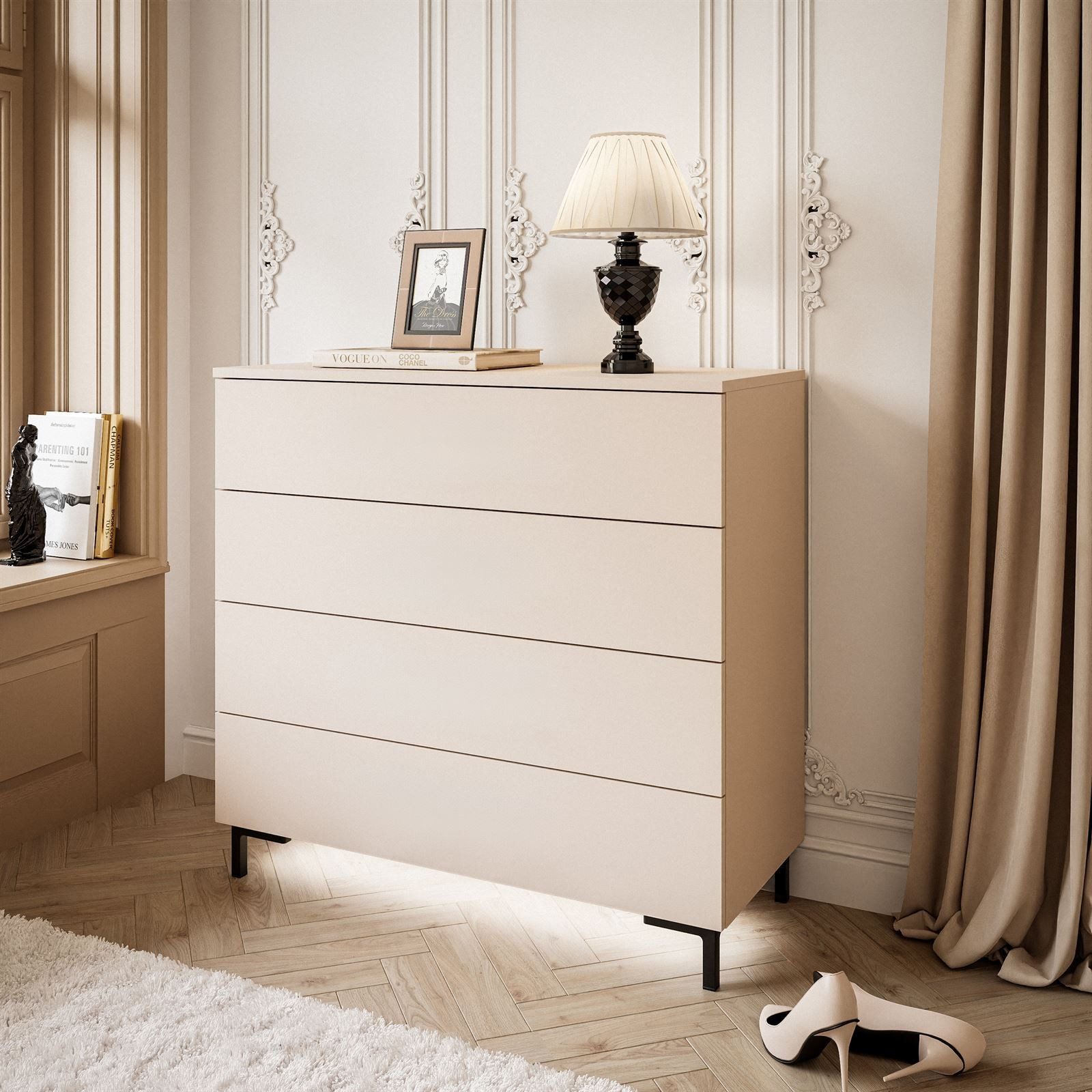 Lookway Kommode LINA KASCHMIR 4S mit LED Beleuchtung