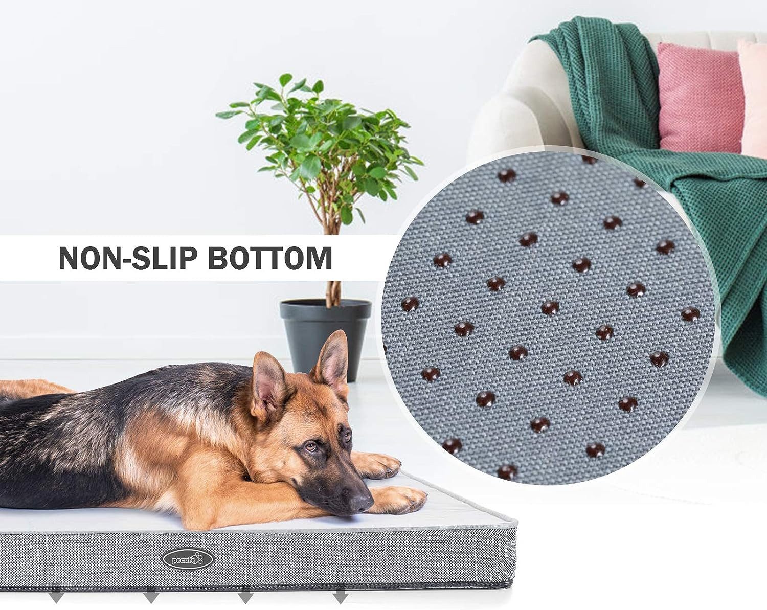 UE Stock Tierbett Hundekissen Hundebett für Mittlerer Hunde bis 25kg 89x56x7cm Grau, für ein bequeme Schlaf