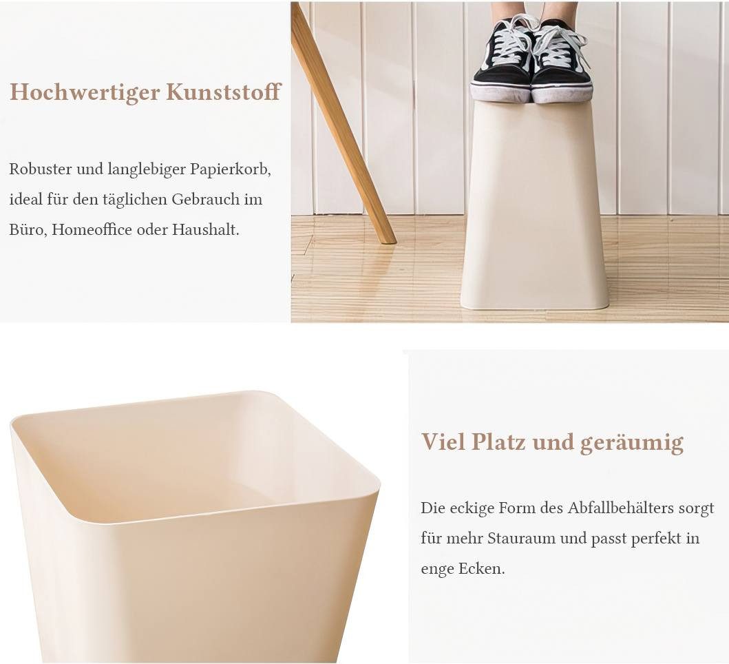 Sinoba Papierkorb moderner Mülleimer Papiereimer 6102 eckig, Höhe 29cm
