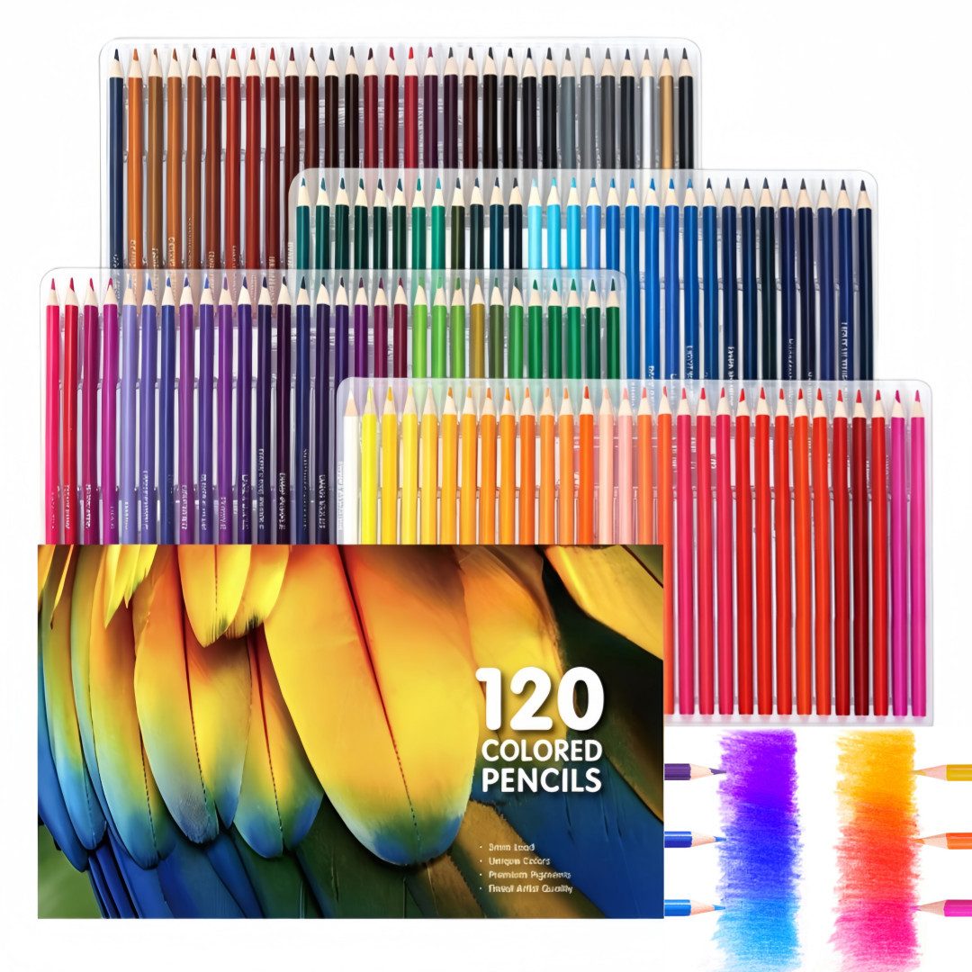 FOUORTUNATE-BEE Buntstift 120 Ölbuntstifte Farbstifte Set Zeichenstifte Holzbuntstifte Box, (120-tlg), Für Malbuch Zeichnen Skizzen Schule Hobby Atelier Künstler Studenten