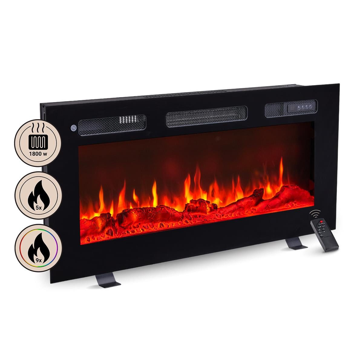 Balderia Elektrokamin Leif 36, 3in1 Elektrokamin, 3D-Flammeneffekt und 1800 W Heizung