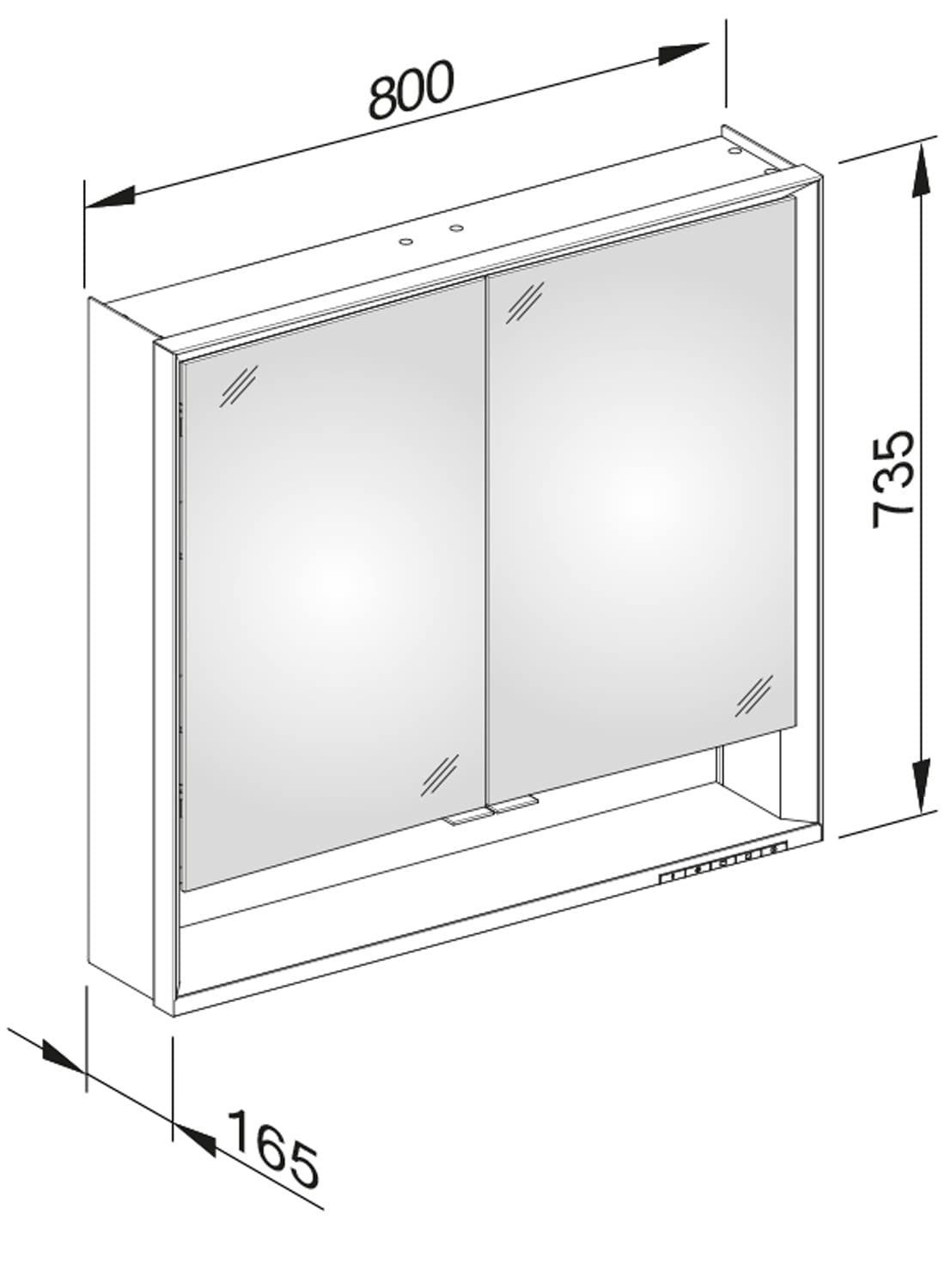 LED) cm einstellbare Keuco Spiegelschrank Aluminium-Korpus, Lichtfarbe, dimmbar, (Badezimmerspiegelschrank Lumos mit 2-türig, Royal Beleuchtung 80