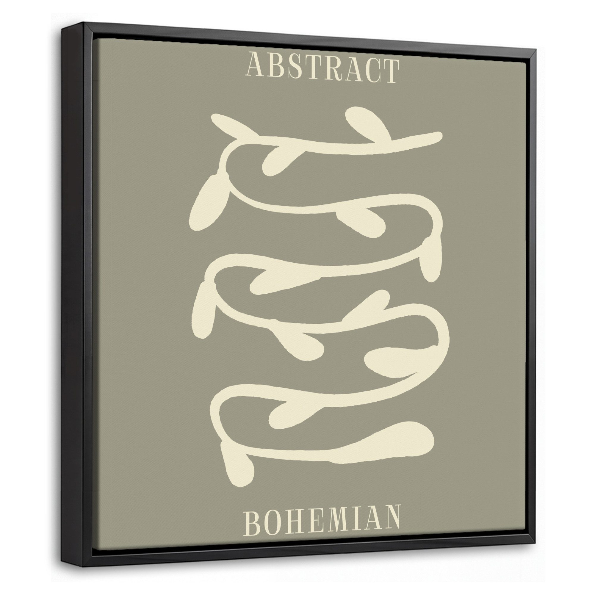 OneMillionCanvasses® Leinwandbild mit Rahmen - Bohème - Pflanzen - Grün - Abstrakt, Fotodruck (1 St), Leinwand Bilder Klein, Wand Dekoration Aesthetic 20x20cm
