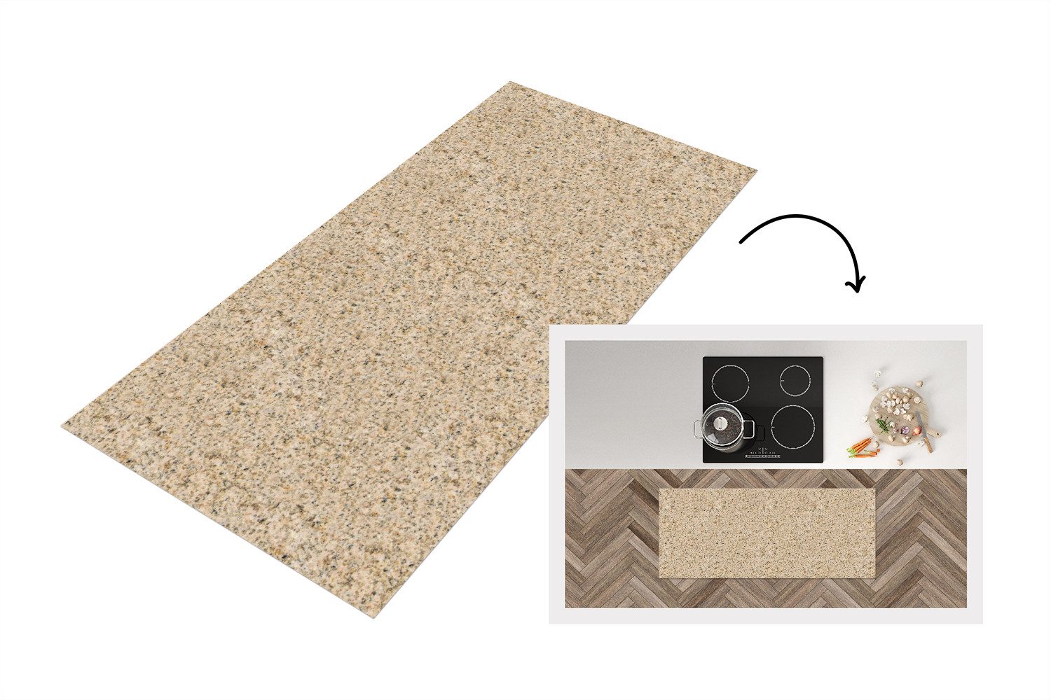 MuchoWow Küchenläufer Stein - Industriell - Granit - Muster, Rechteckig, Kü günstig online kaufen