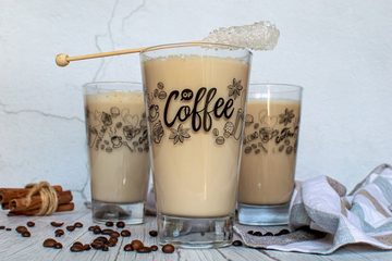 Sendez Latte-Macchiato-Glas »6 Latte Macchiato Gläser 310ml Kaffeegläser Teegläser«, Aufdruck-Schwarz