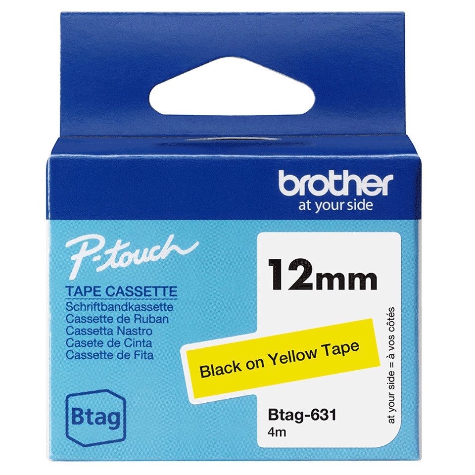 Brother Schriftband BTAG-631 Schwarz auf Gelb 12 mm x 4 m Tintenpatrone