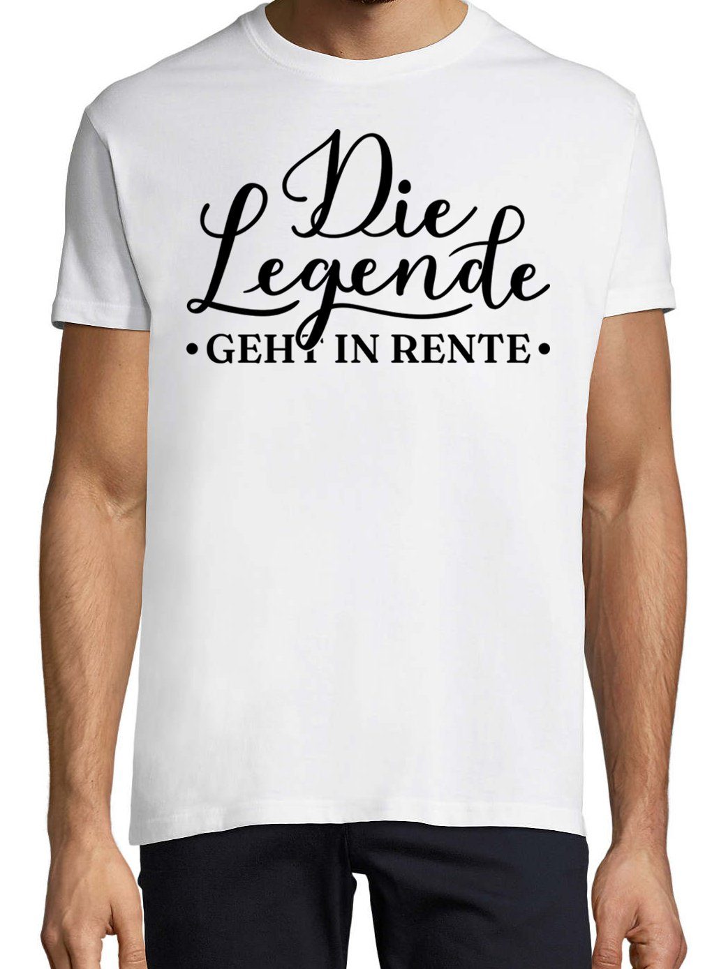 Youth Designz T-Shirt geht Weiss Legende Rente Herren mit Die in Trendigem Frontdruck Shirt