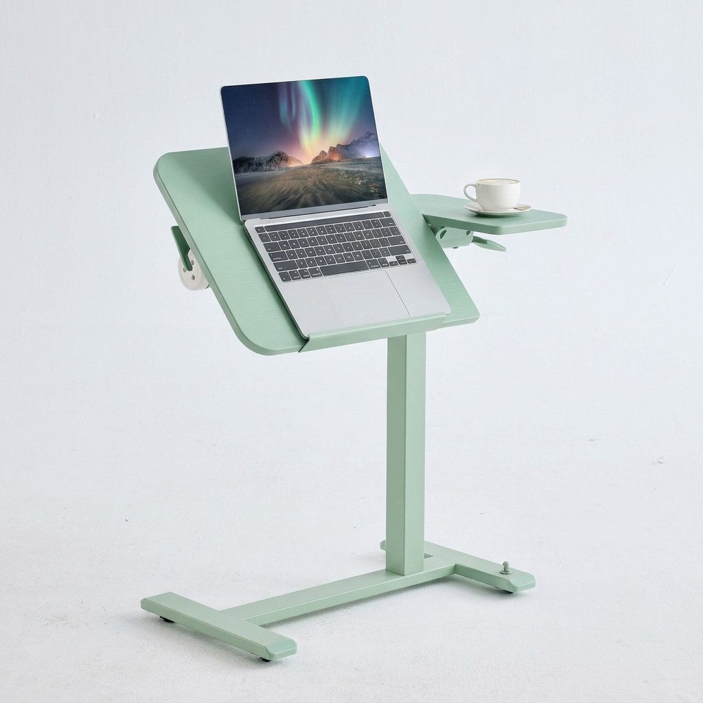 Musso Schreibtisch AnyDesk-D5 Beistelltisch und Laptoptisch, mobiler Steh-Sitz-C-Tisch (1-St), höhenverstellbarer Sofatisch mit Gasdruckfeder & neigbarer Platte