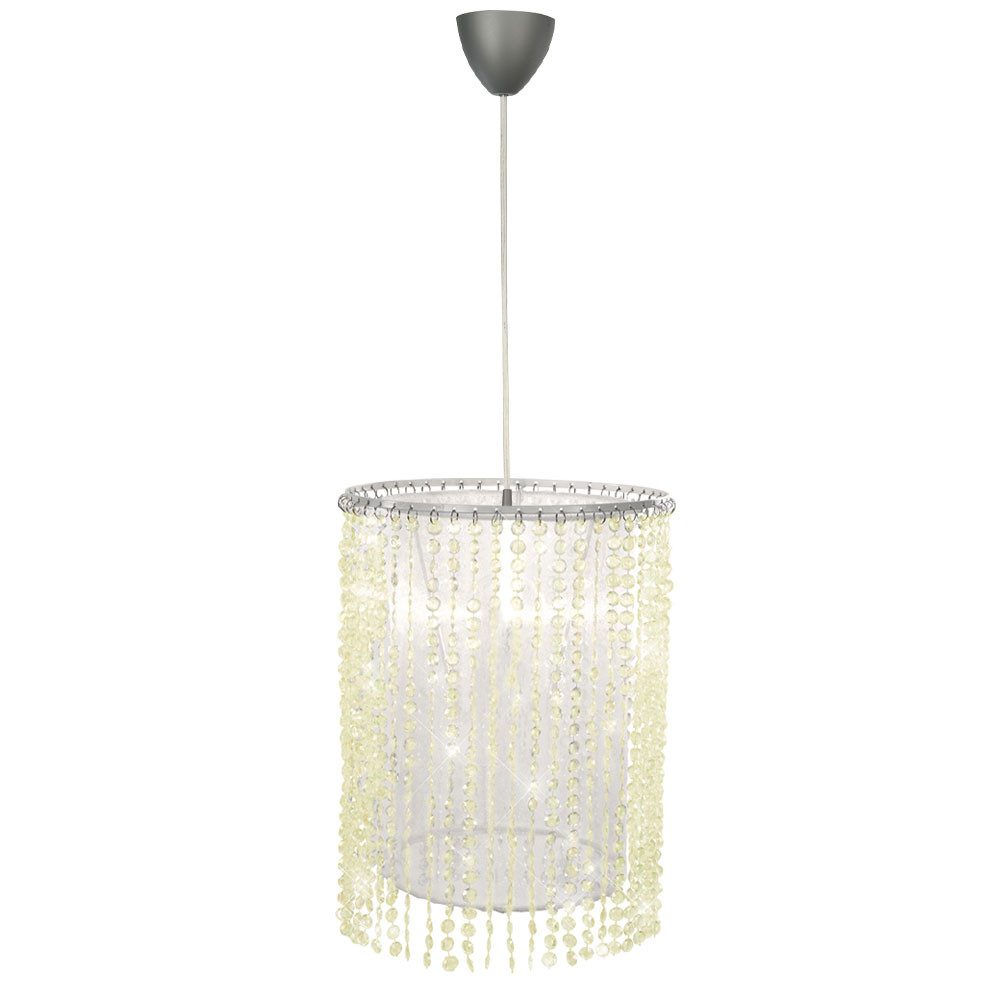 etc-shop Pendelleuchte, Leuchtmittel nicht inklusive, Hängeleuchte Wohnzimmerleuchte Kristalllampe E27 Textil Schlafzimmer