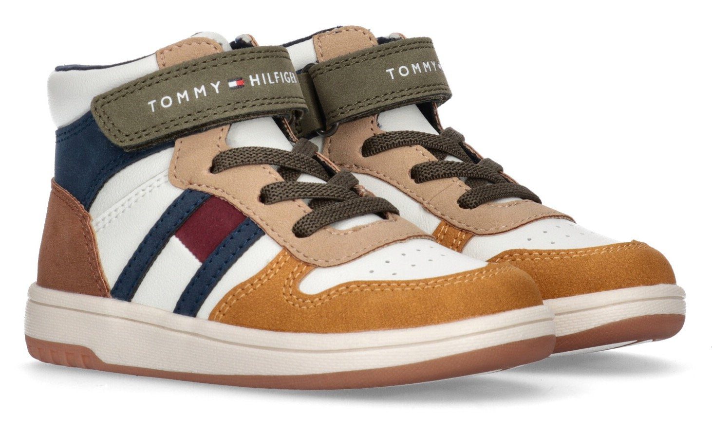 LACE-UP/VELCRO Hilfiger SNEAKER Tommy Look TOP modischen FLAG HIGH colorblocking Sneaker im