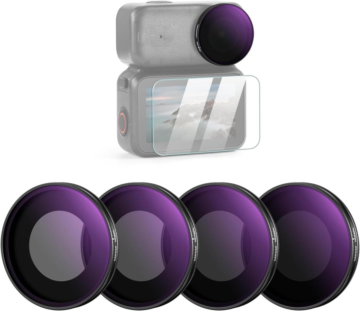 Neewer FL-N8 4er Pack ND/PL Filter für DJI Osmo Nano,ND8 ND16 ND32 ND64/PL Foto-Filter-Sets (aufschraubbares Polfilter, ND Graufilter Objektiv Filter)