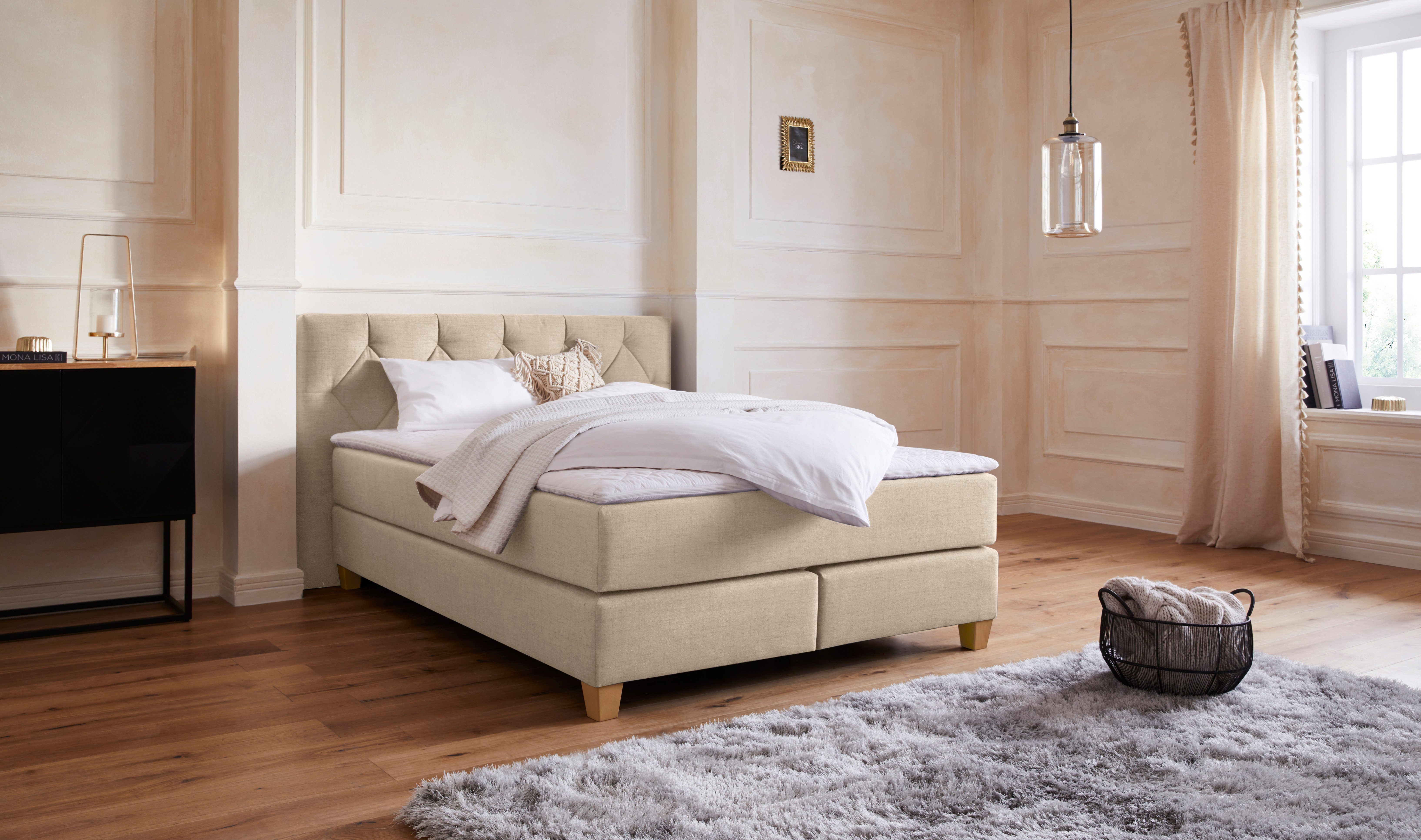 Home affaire Boxspringbett Harmones, in 3 Breiten, Härtegrad auch im Mix mit je 1 Matratze in H2 und H3