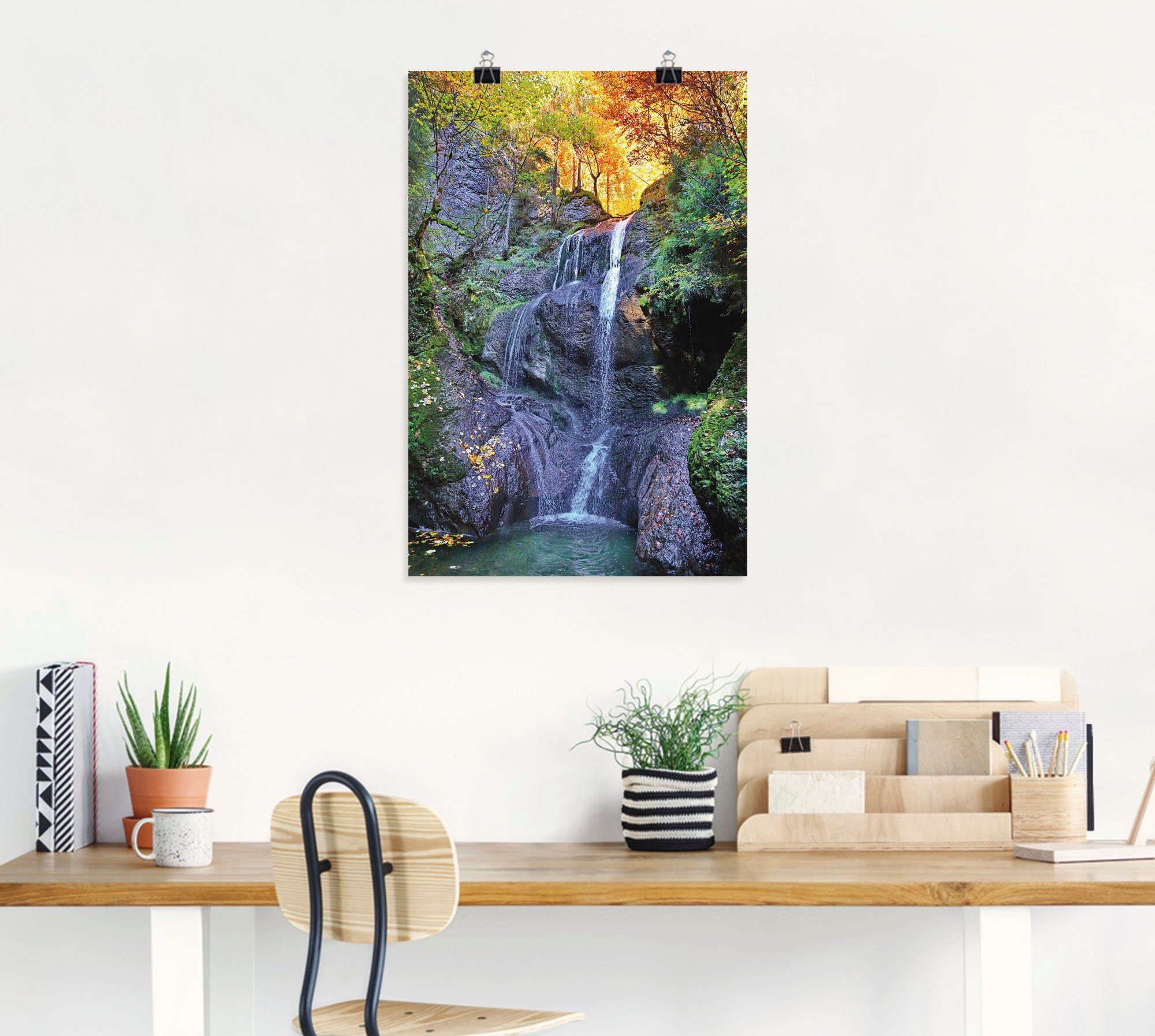 Größen Poster Wasserfallbilder Alubild, Allgäu, Artland Wandbild Wasserfall Leinwandbild, versch. Wandaufkleber Niedersonthofener St), (1 in im oder als
