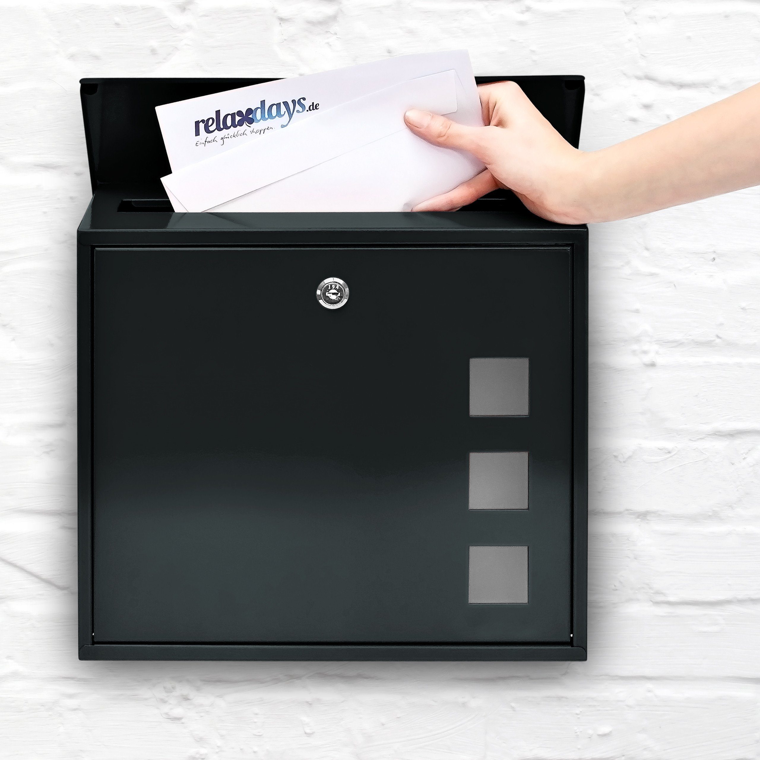 relaxdays Briefkasten Metall 3 Fenster Farbauswahl, günstig online kaufen