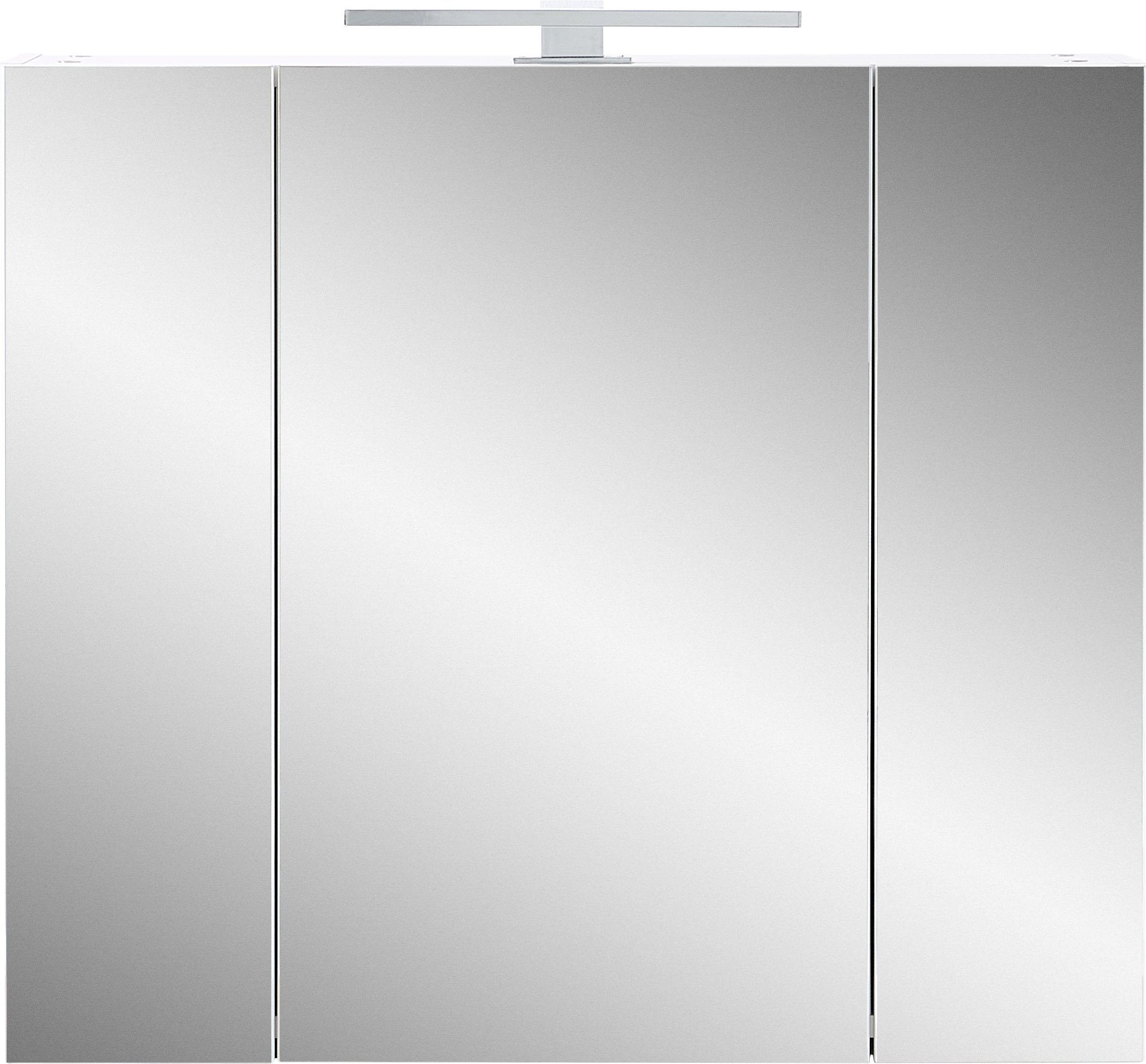 Türen 3 mit (BxHxT: 391 möbelando Einlegeböden und 6 weiss cm) in Spiegelschrank 76x71x23