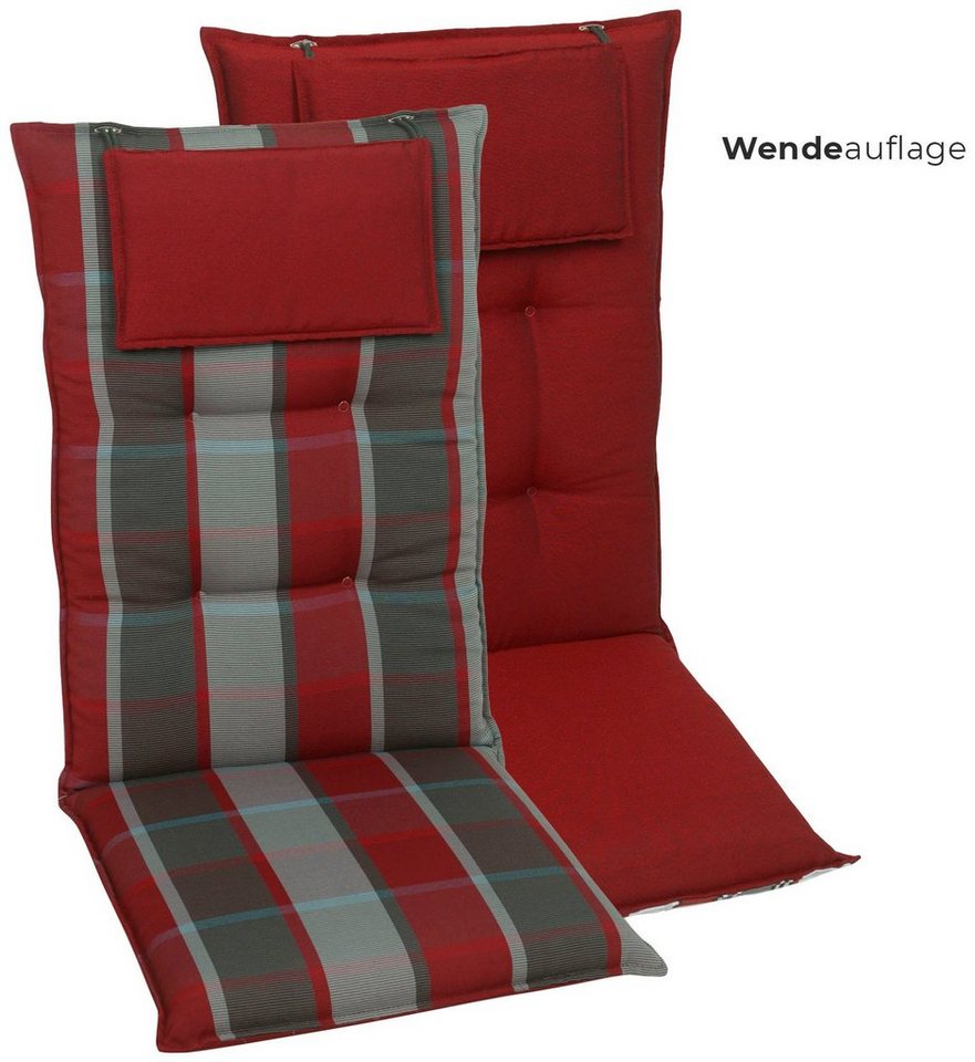GO-DE Hochlehnerauflage, (Set, 2 St), Ein schönes rot-kariertes Muster
