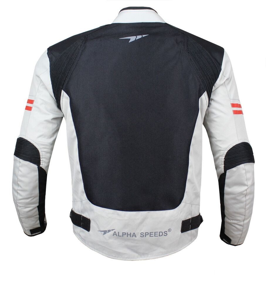 Alpha Speeds Motorradjacke Herren MESH ONE 4-in-1 All-Season Mesh-Jacke in Off-White (Rot-Touch)
