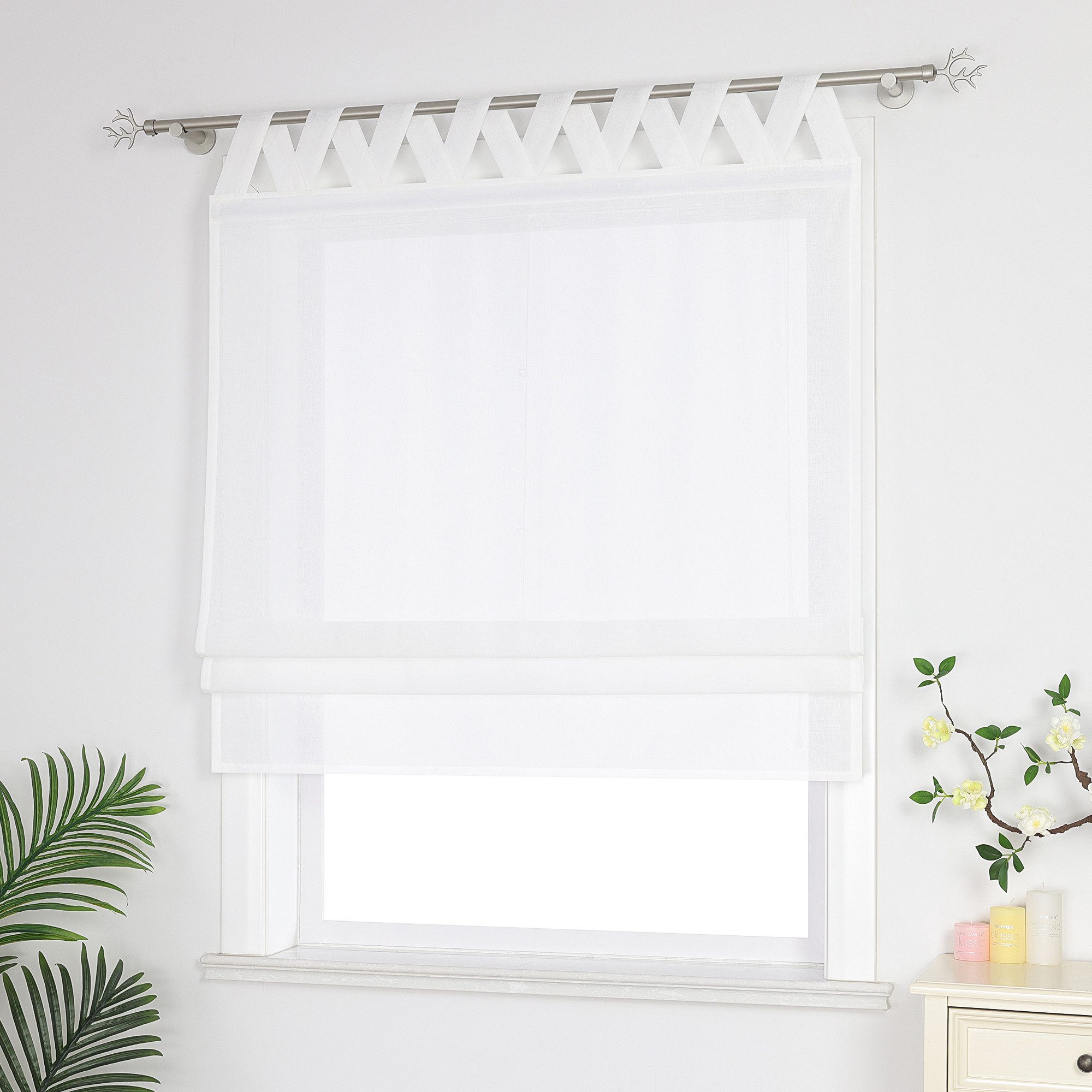 Delien Raffrollo Mila, mit Schlaufen, Leinenoptik Unifarbige Gardine, V Sch günstig online kaufen