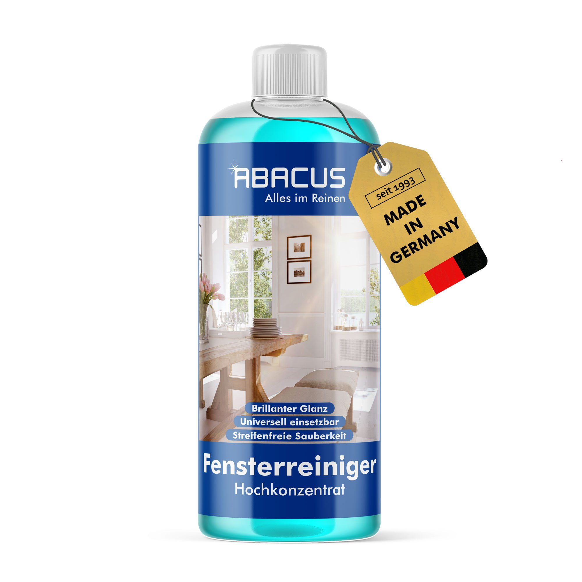 ABACUS Fensterreiniger Glasreiniger Scheibenreiniger Konzentrat Glasreiniger (Materialschonend, [1-St. Vielseitig einsetzbar Streifenfreie Sauberkeit)
