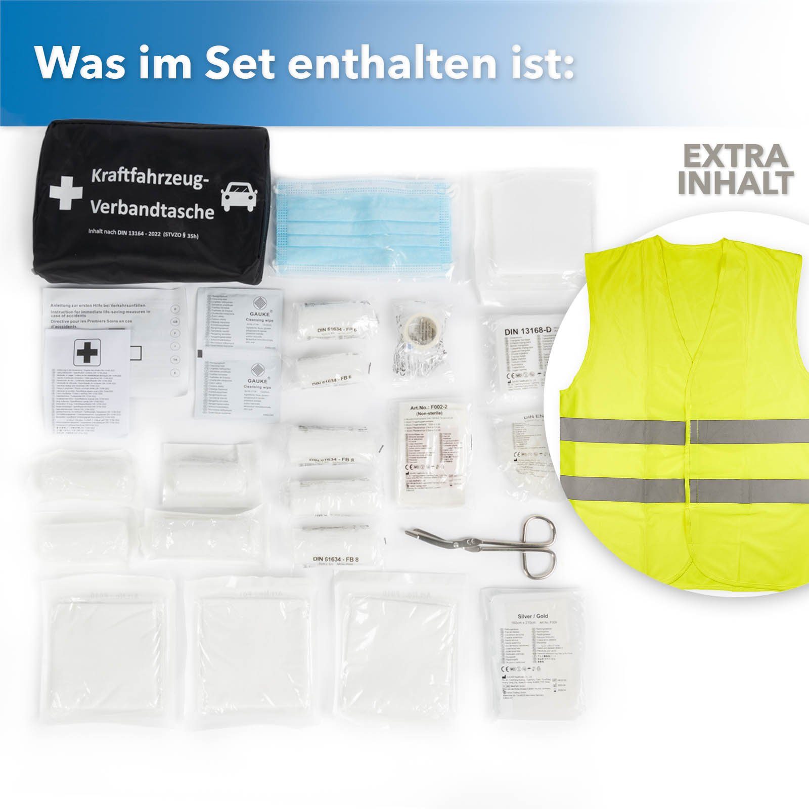 Kubus KFZ-Verbandtasche Inkl. Warnweste und Masken