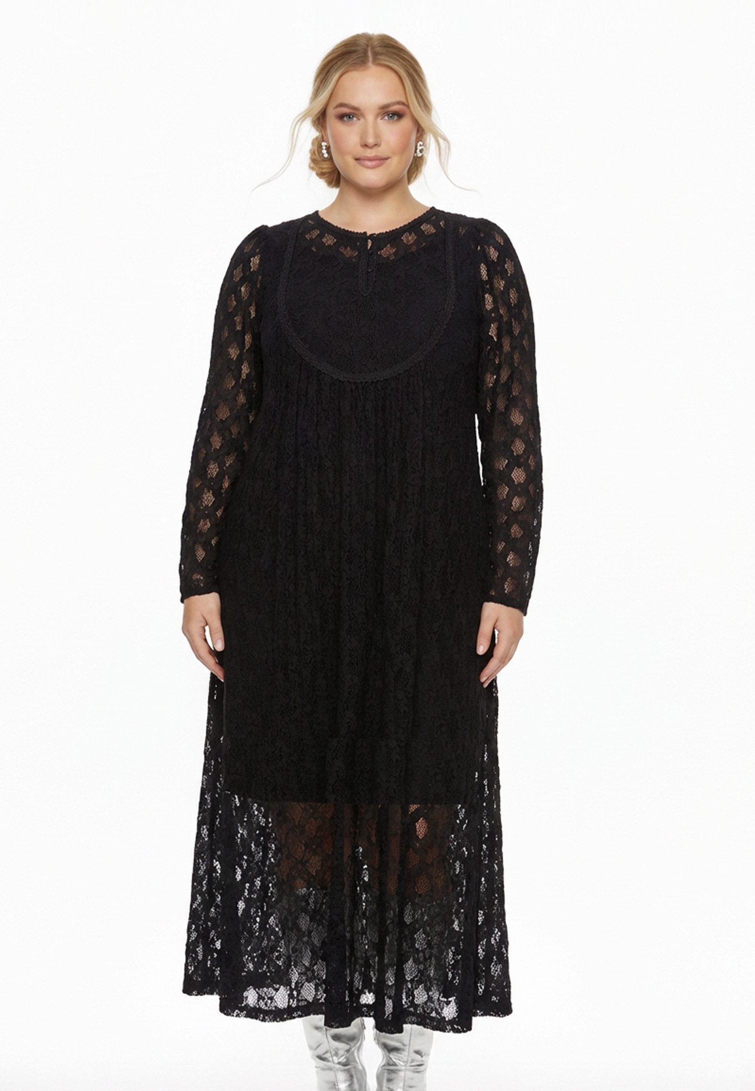 YOEK A-Linien-Kleid Damen Kleid mit Langarm mit langen Ärmeln