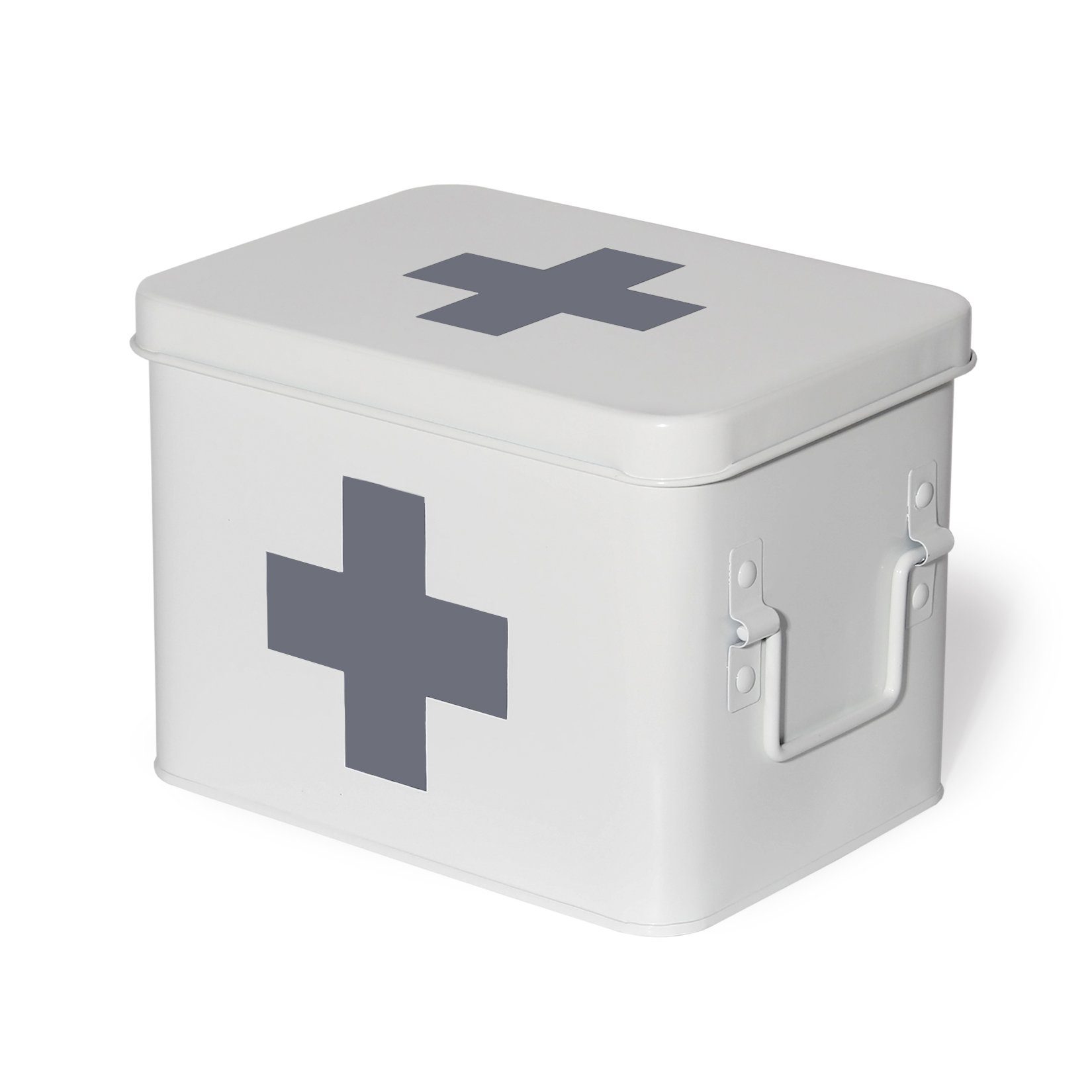 Schrank, Box Retro, Arzneischrank Kasten Hilfe Zedelmaier Vorratsdose Medizinschränke Weiß-21.5*16*16cm Medizinkoffer Metall,Erste Medikamentenbox,Medizin (YX1002),