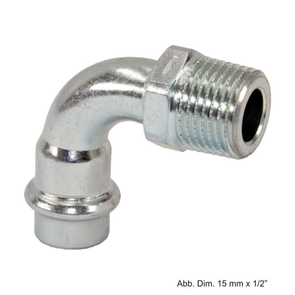 Wasserrohr Viega Prestabo Übergangsbogen 90° AG, Modell 1114, 22 mm x 3/4"