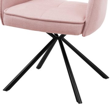 Lomadox Stuhl AMSTERDAM-119, Esszimmerstuhl Stuhl Esszimmer rosa Gestell drehbar schwarz 61x86x61cm