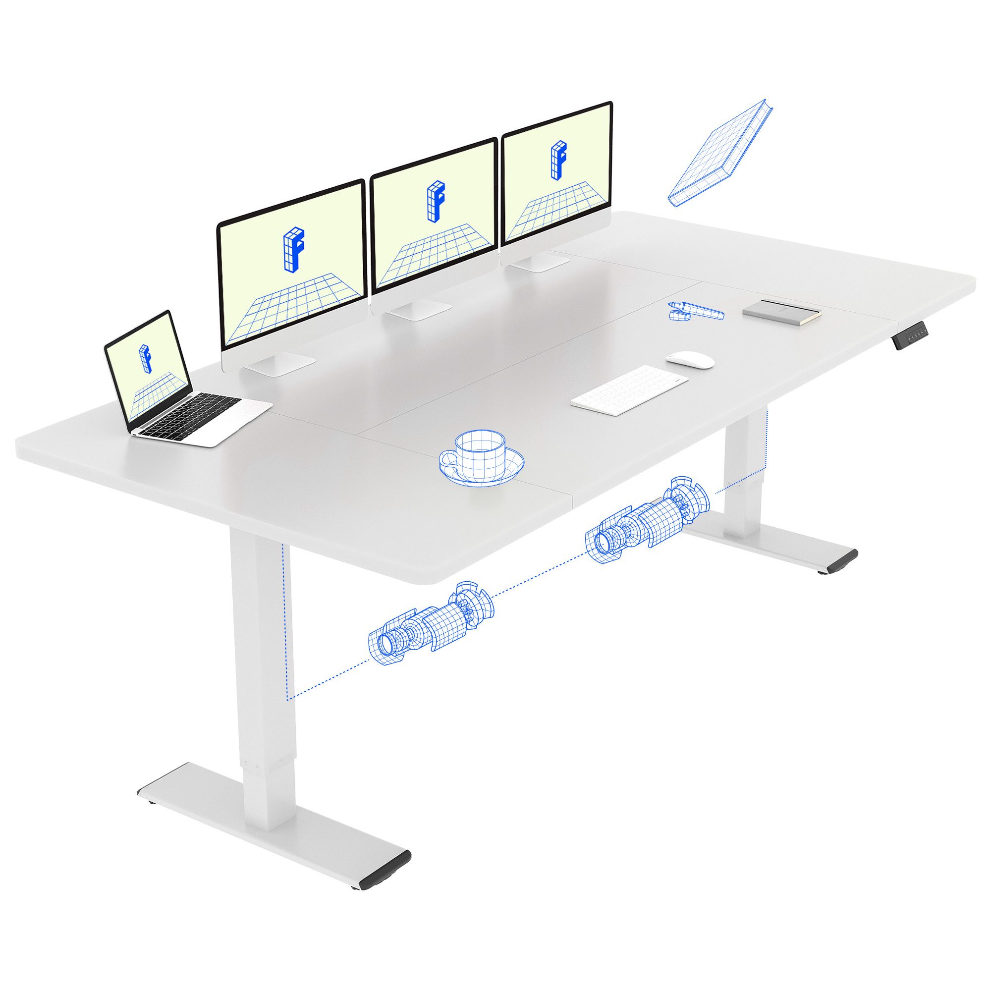 FLEXISPOT Schreibtisch Sitz-Steh-Tisch mit Memory-Funktionen (110X54/140X70/ 160X70/ 180X80/ 200X80 CM), Dual-Motor, 4 Speicherplätze, Anti-Kollisionssystem