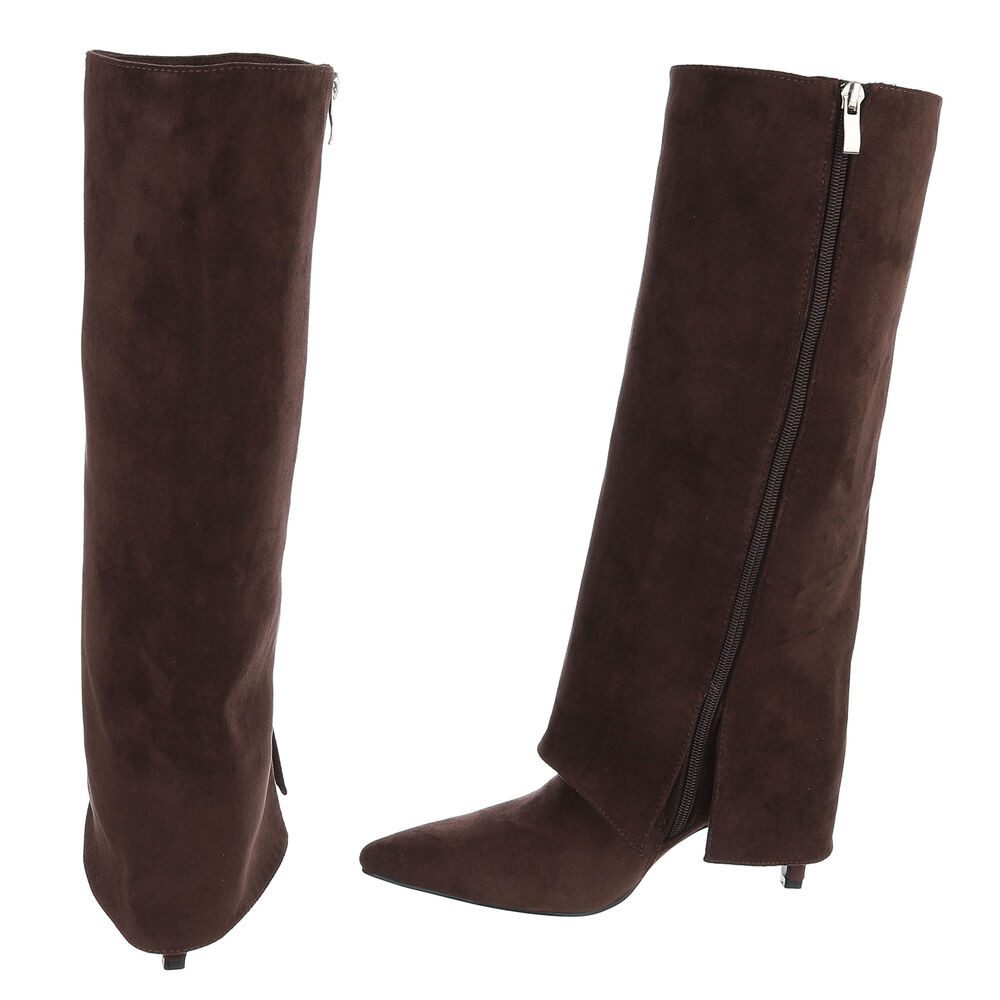 Ital-Design Damenstiefel mit hohem Schaft und spitzer Form Stiefel (92214220) Pfennig-/Stilettoabsatz Stiefel in Braun – Bild 5 von 5