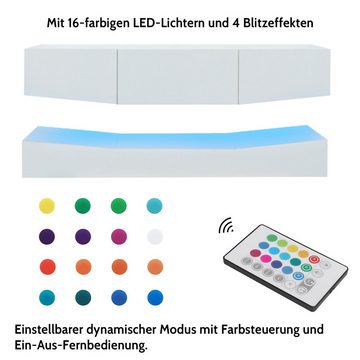 Ulife Lowboard TV-Schrank, TV-Ständer,Lowboard Hochglanz mit LED-Beleuchtung, Anthrazit, weiß