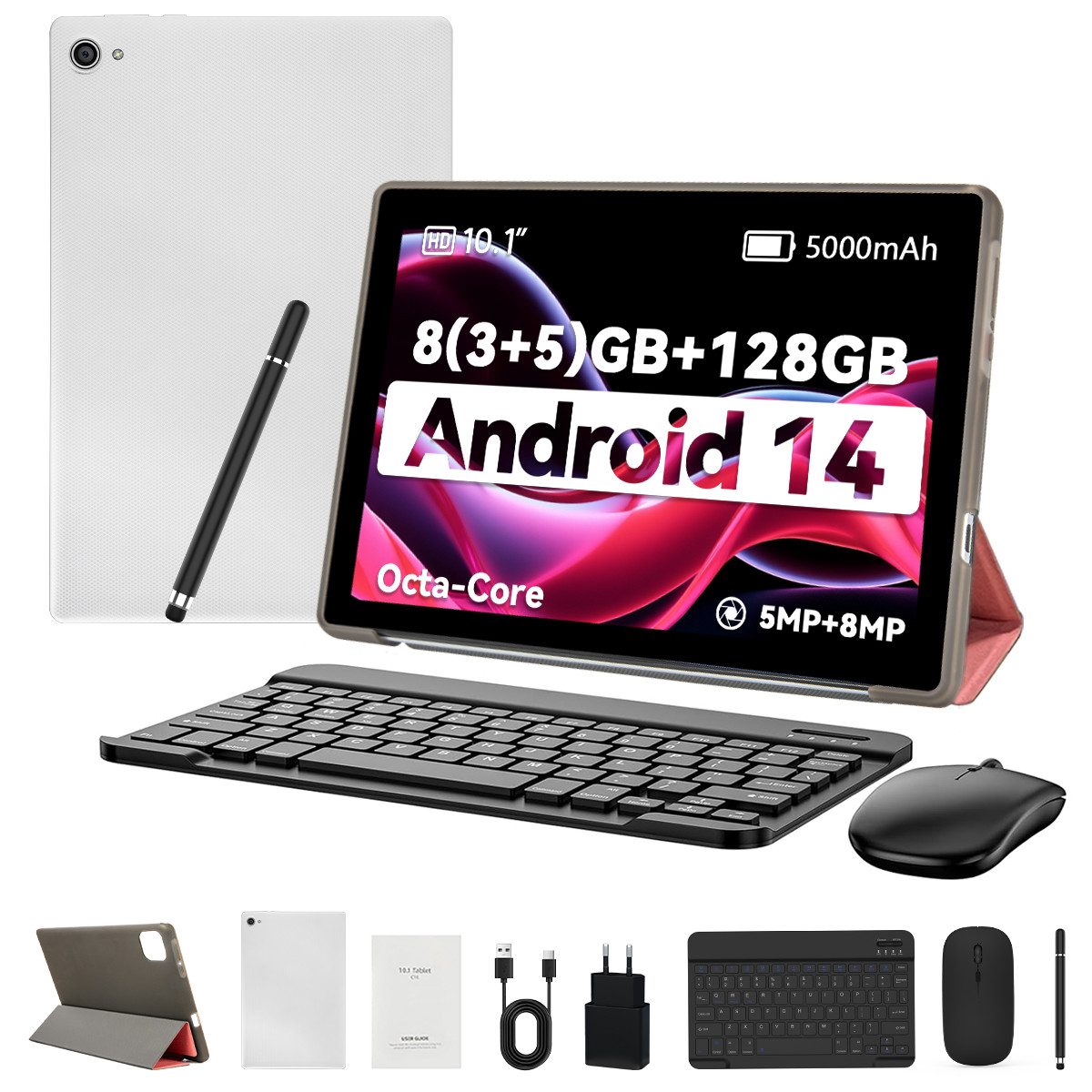 10,1" Tablet 8(3+5)GB+64GB Expand1TB mit Maus, Tastatur und Stylus Tablet