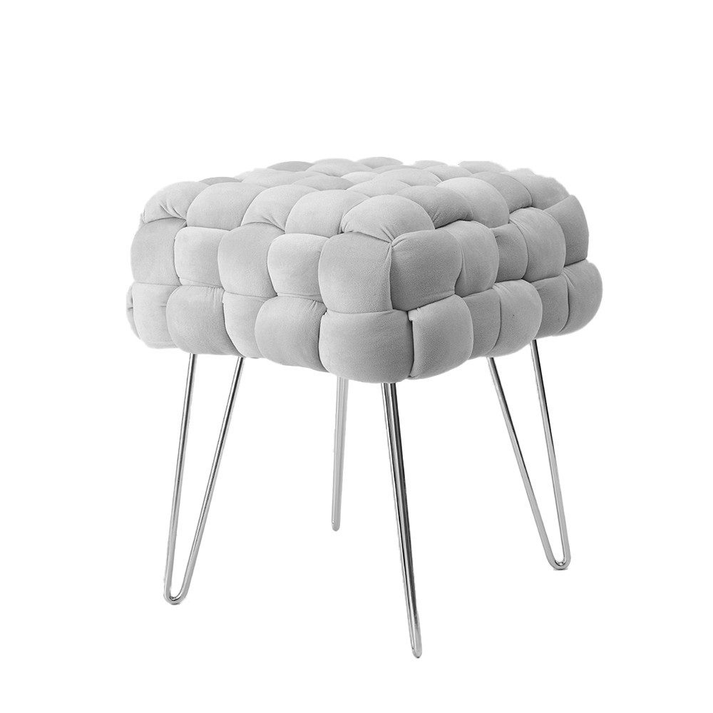Sitzhocker Samt-Hocker Quadratischer mit Metallbeinen Kissens D15,5cm Taburett
