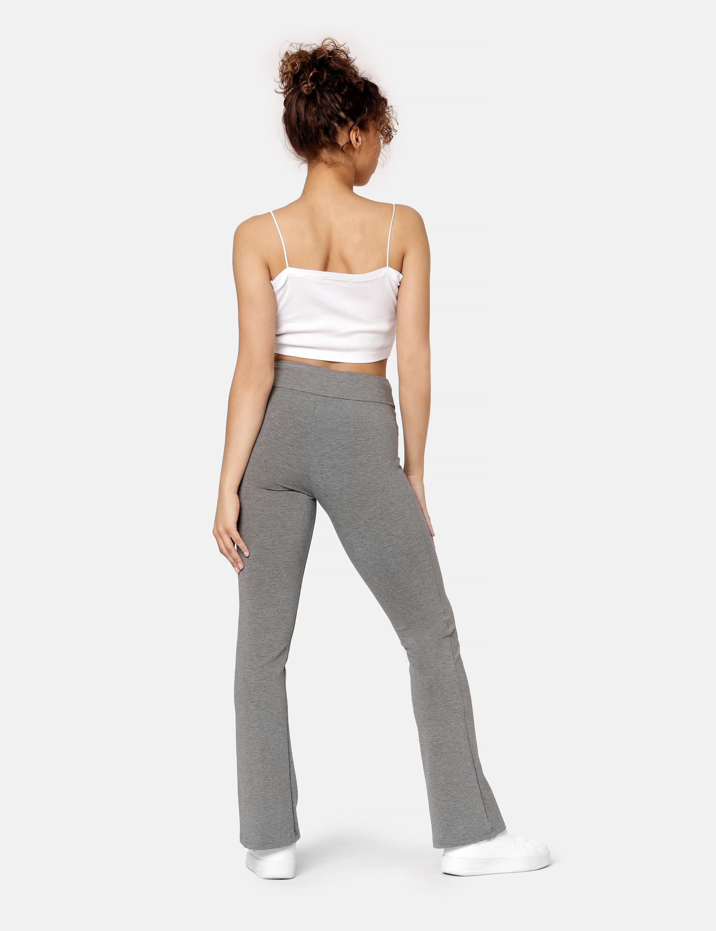 zwei Bellivalini Hose Damen Medium Bund Leggings für BLV50-282 Melange mit Taschen (1-tlg) Yogahose elastischer